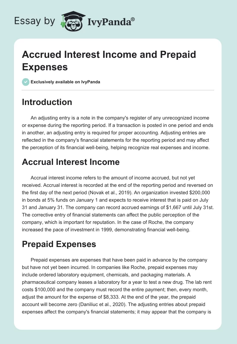 Accrued Interest Income and Prepaid Expenses. Page 1