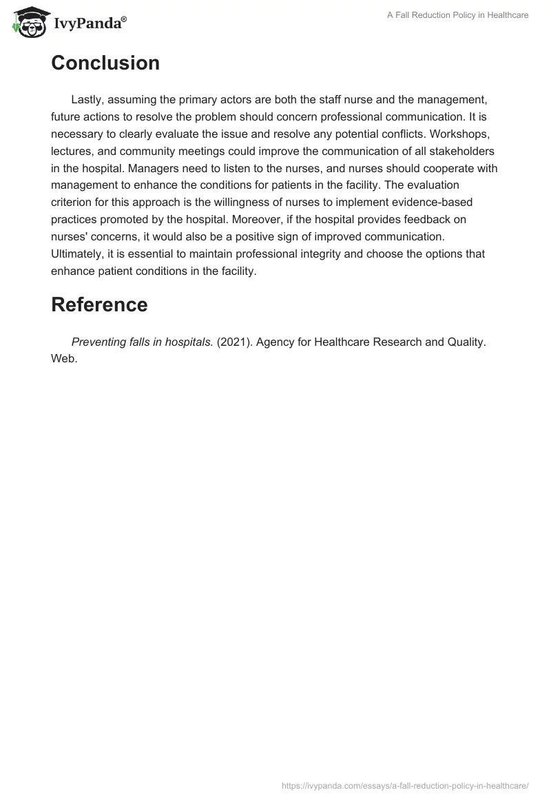A Fall Reduction Policy in Healthcare. Page 2