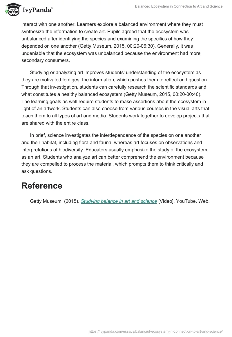 Balanced Ecosystem in Connection to Art and Science. Page 2