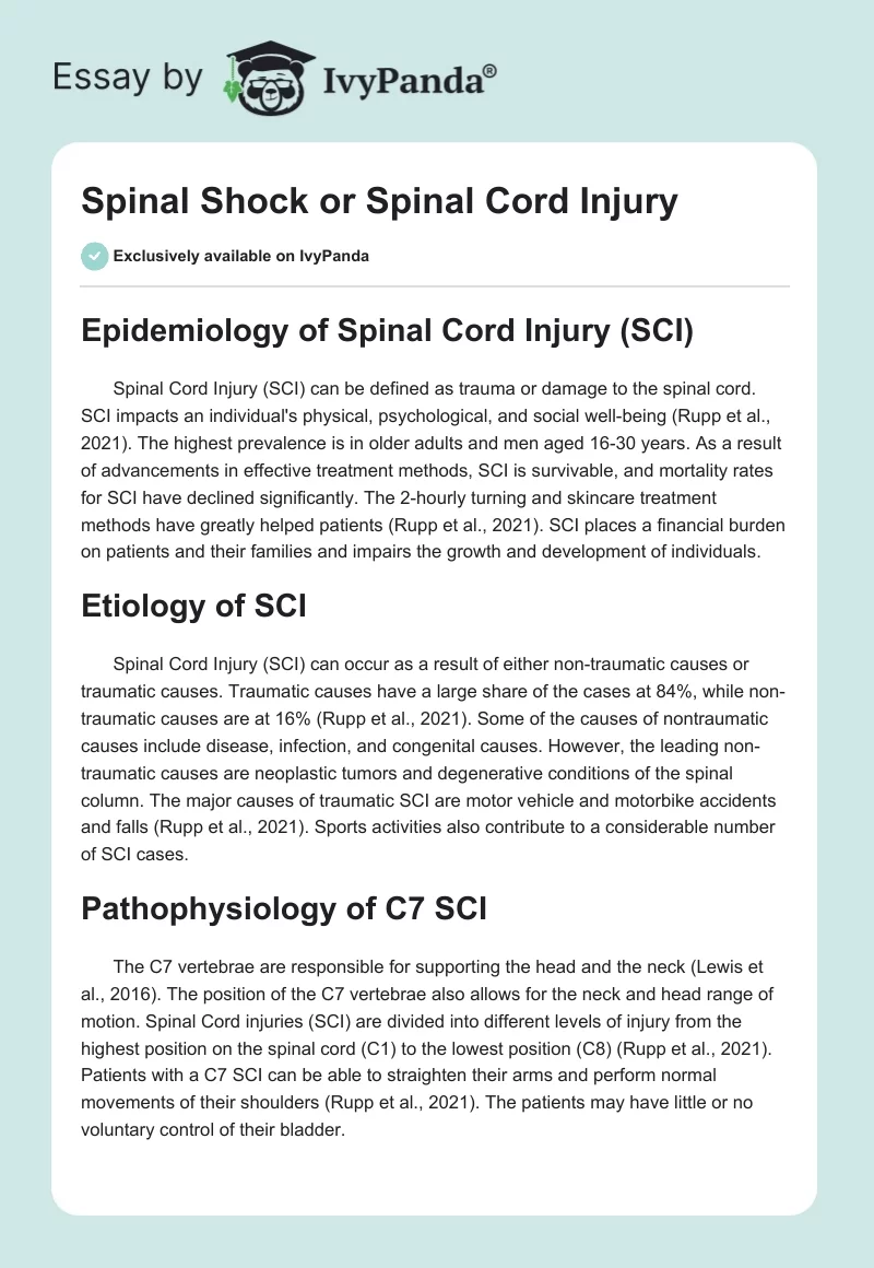 Spinal Shock or Spinal Cord Injury. Page 1