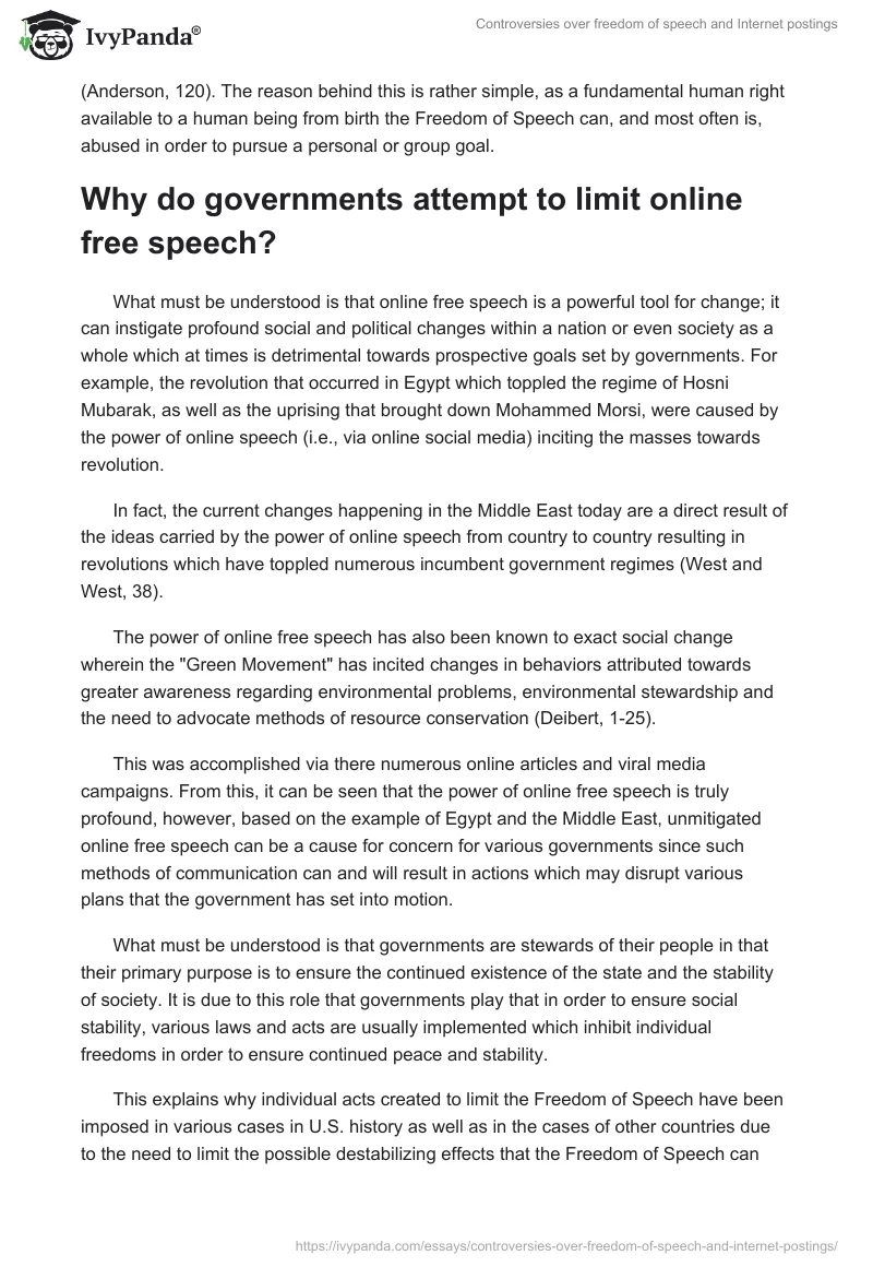 Controversies Over Freedom of Speech and Internet Postings. Page 2