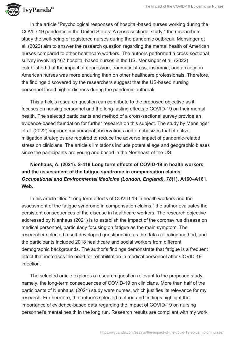 The Impact of the COVID-19 Epidemic on Nurses. Page 2
