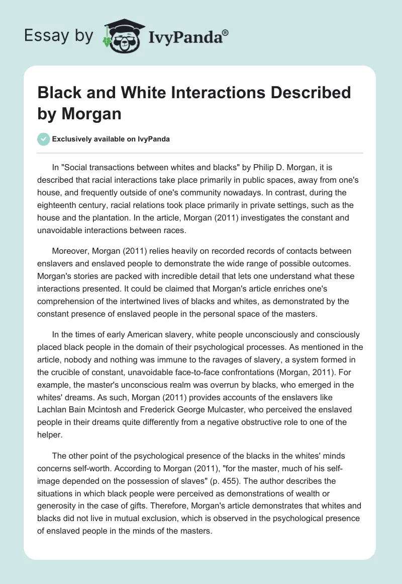 Black and White Interactions Described by Morgan. Page 1