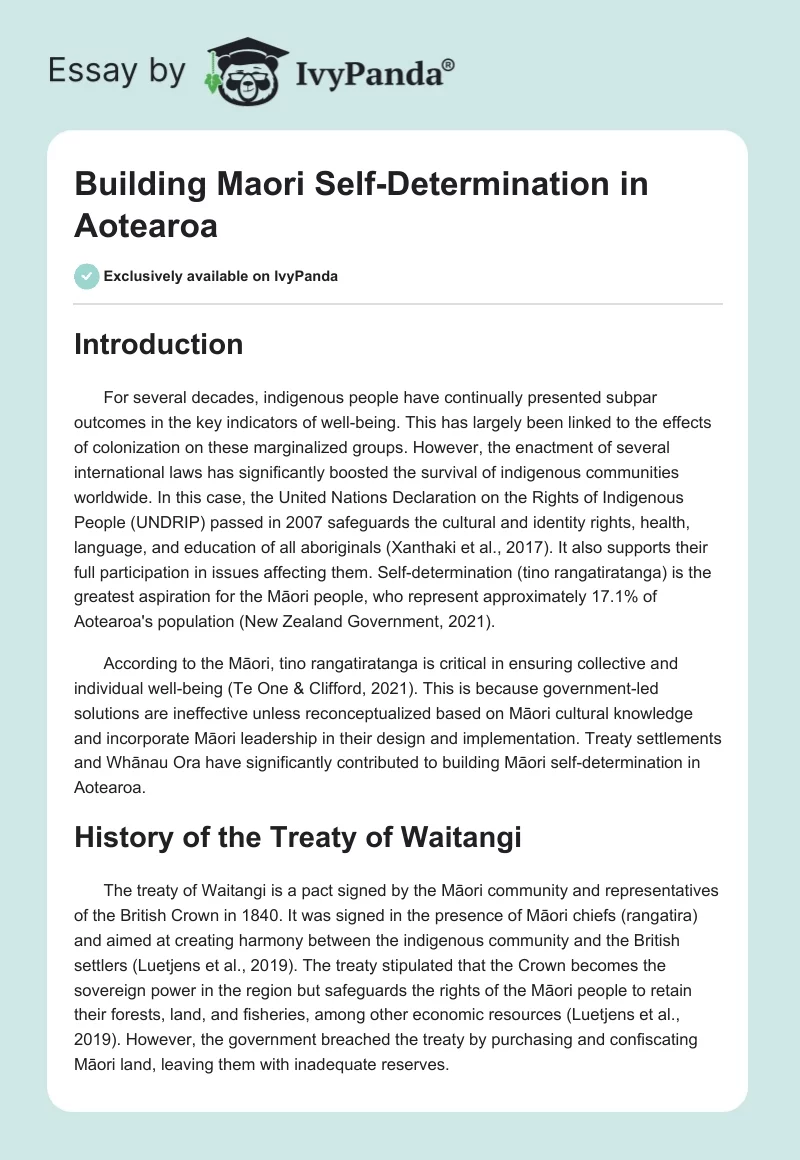 Building Maori Self-Determination in Aotearoa. Page 1