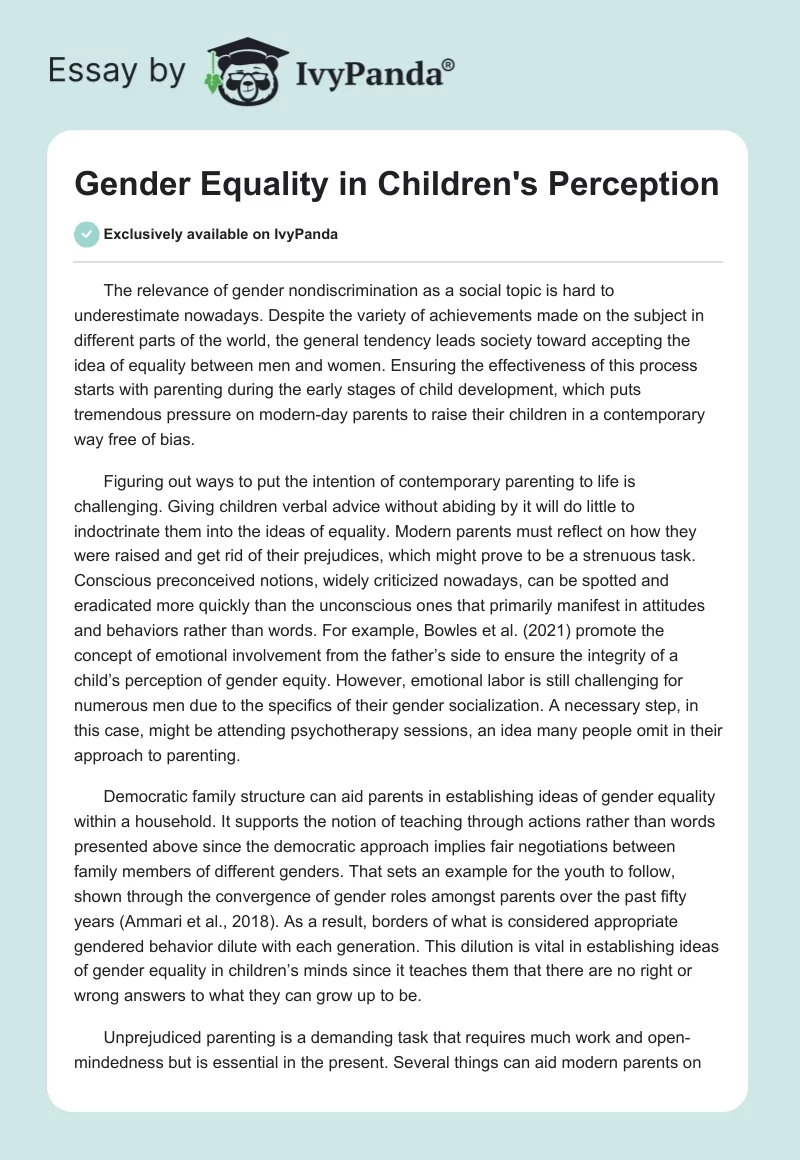 Gender Equality in Children's Perception. Page 1
