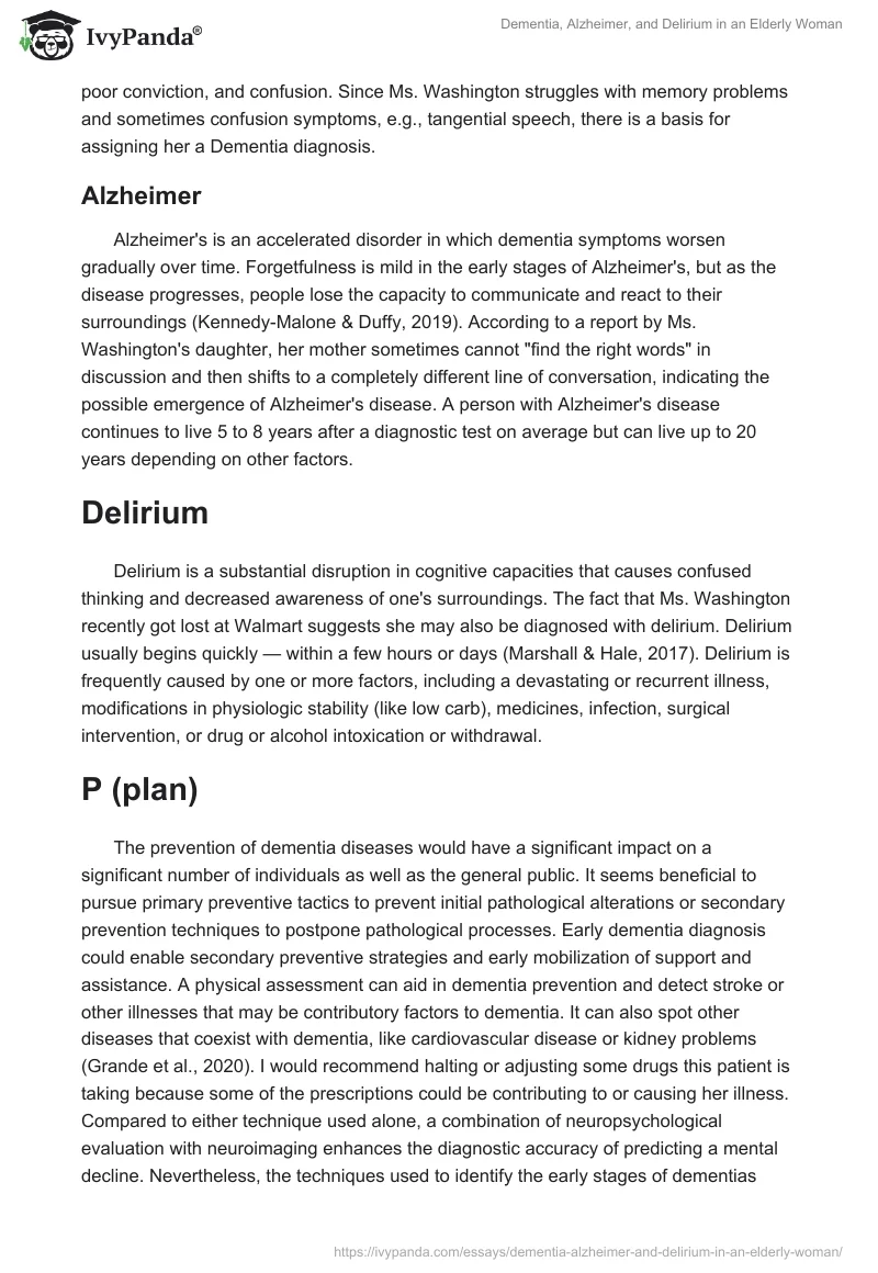 Dementia, Alzheimer, and Delirium in an Elderly Woman. Page 5