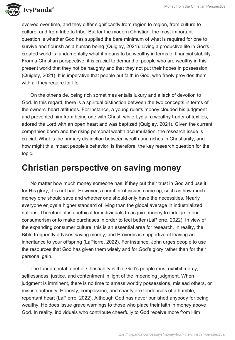 Money From the Christian Perspective. Page 2
