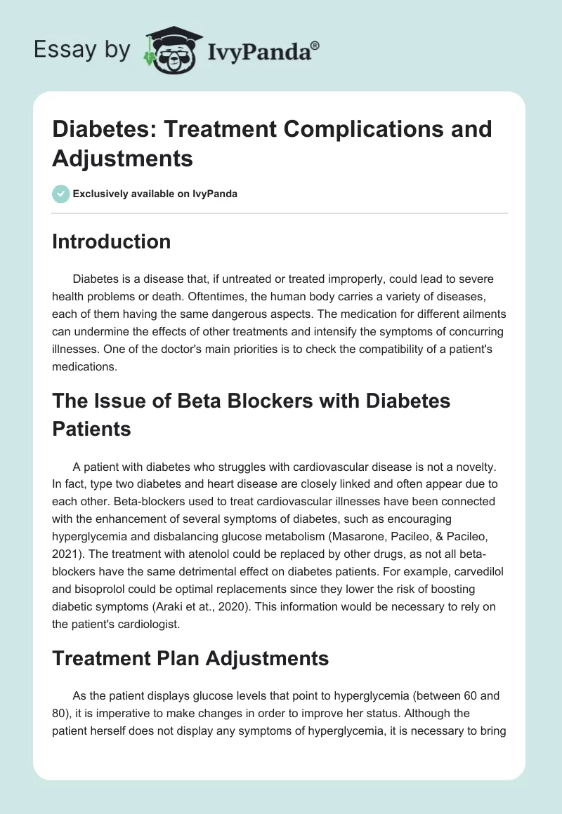 Diabetes: Treatment Complications and Adjustments. Page 1
