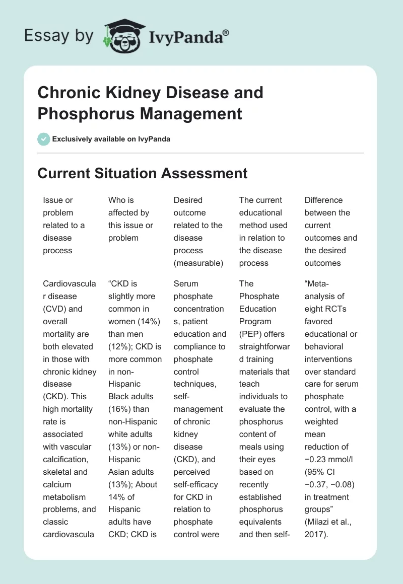 Chronic Kidney Disease and Phosphorus Management. Page 1