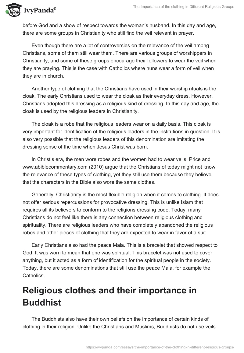 The Importance of the clothing in Different Religious Groups. Page 2