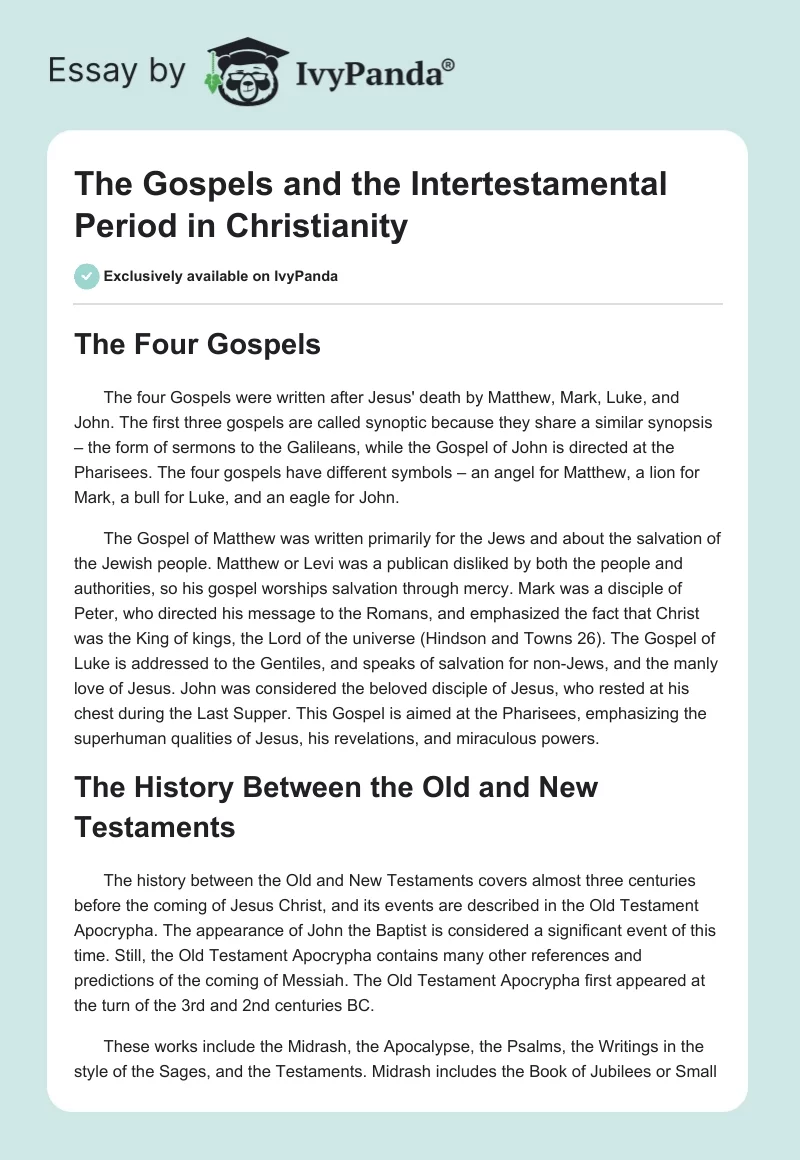 The Gospels and the Intertestamental Period in Christianity. Page 1
