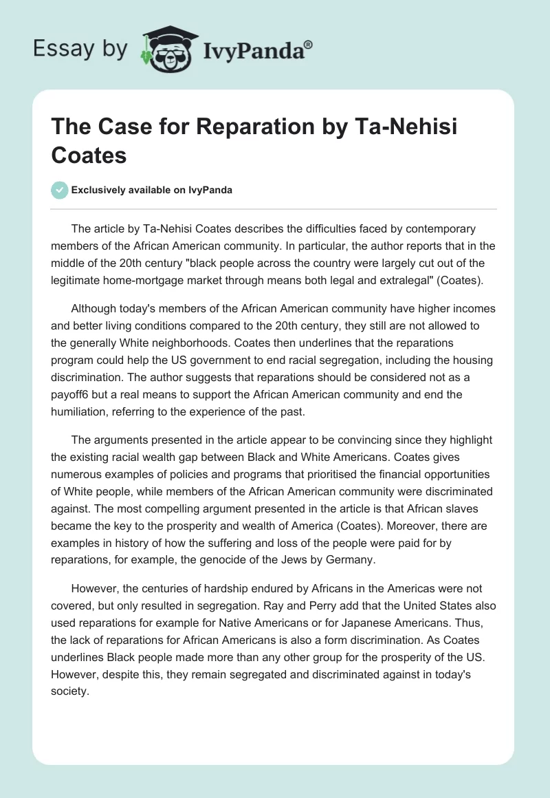The Case for Reparation by Ta-Nehisi Coates. Page 1