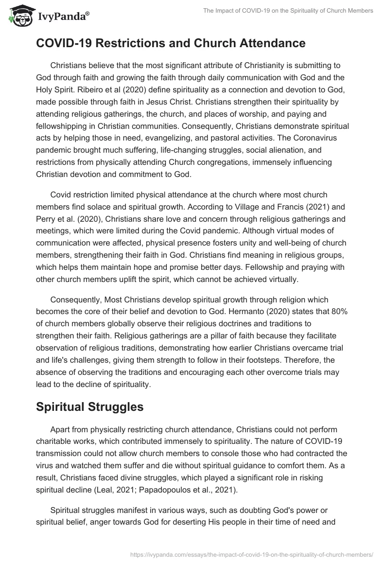 The Impact of COVID-19 on the Spirituality of Church Members. Page 4