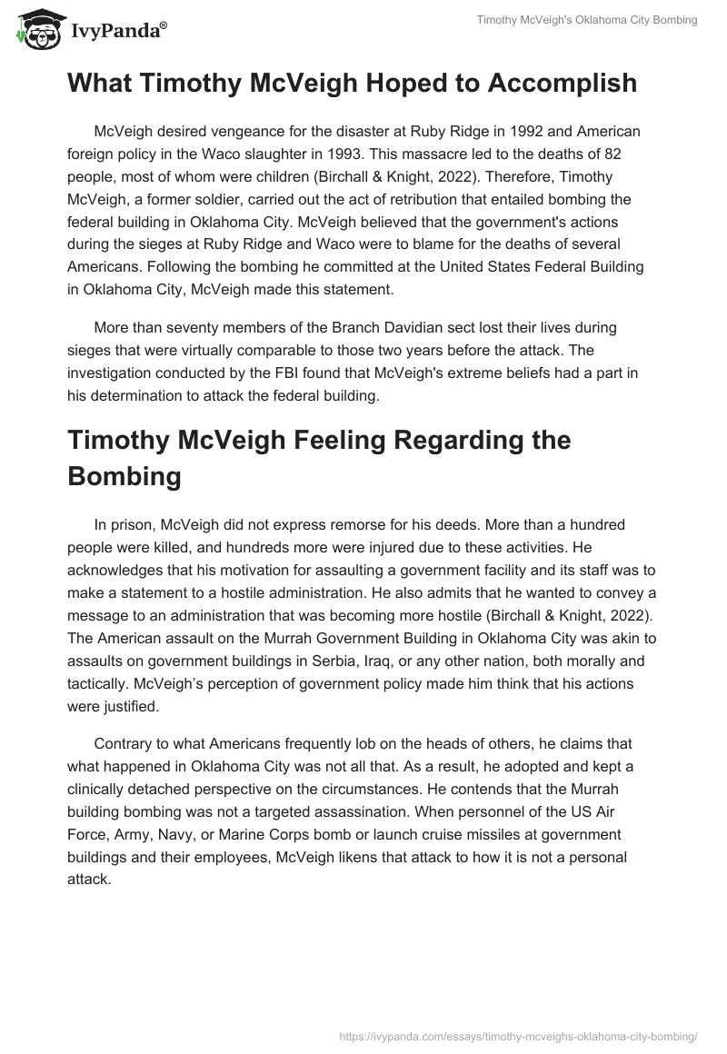 Timothy McVeigh's Oklahoma City Bombing. Page 2