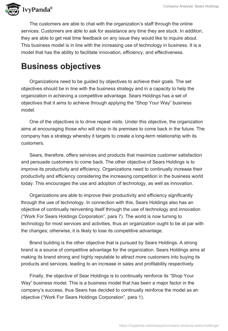 Company Analysis: Sears Holdings. Page 2