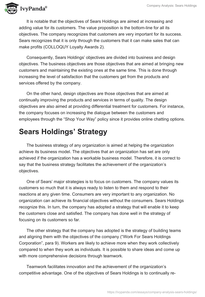 Company Analysis: Sears Holdings. Page 3