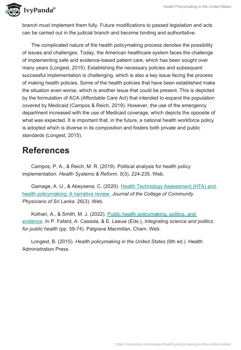 Health Policymaking in the United States. Page 2
