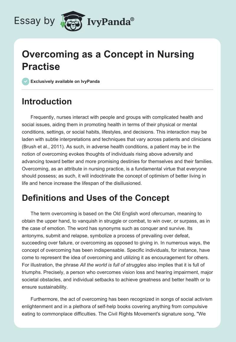 Overcoming as a Concept in Nursing Practise. Page 1
