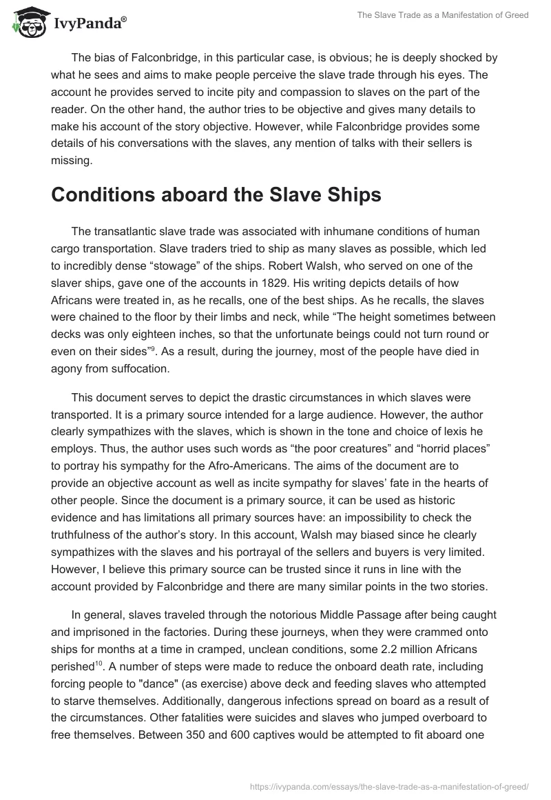 The Slave Trade as a Manifestation of Greed. Page 3