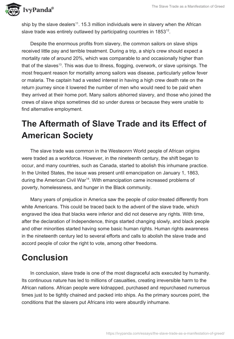 The Slave Trade as a Manifestation of Greed. Page 4