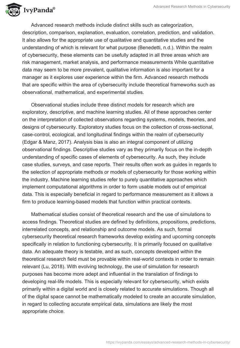 Advanced Research Methods in Cybersecurity. Page 2