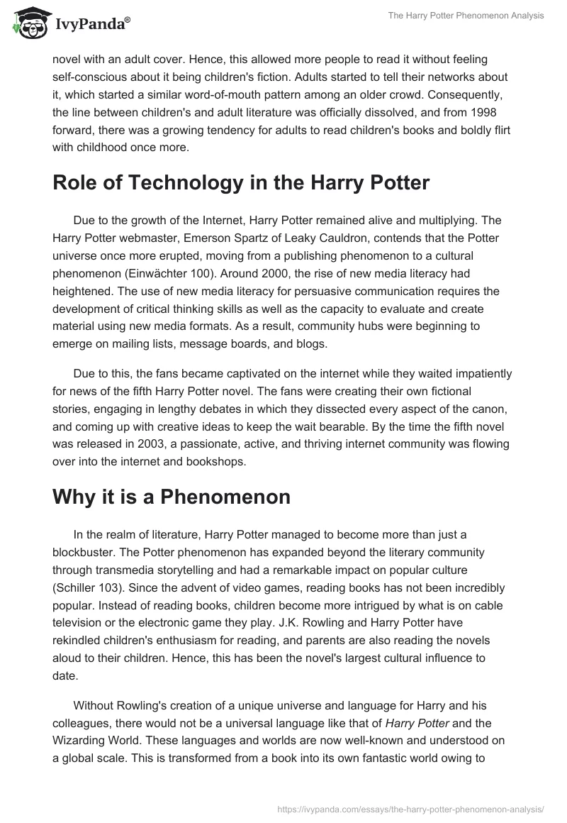 The Harry Potter Phenomenon Analysis. Page 3