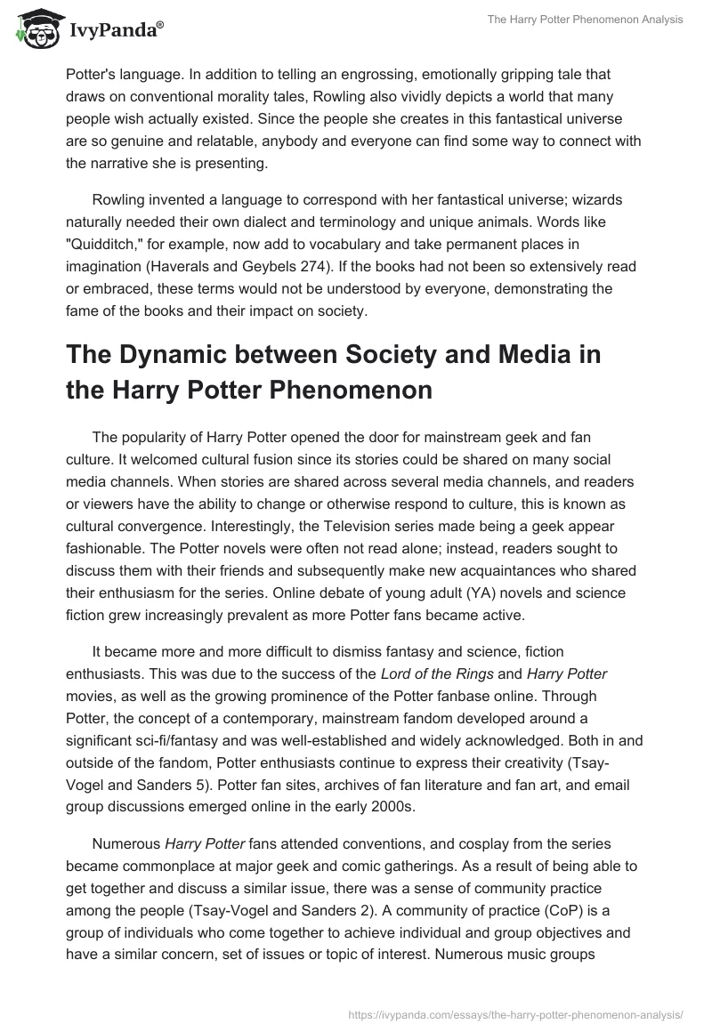 The Harry Potter Phenomenon Analysis. Page 4