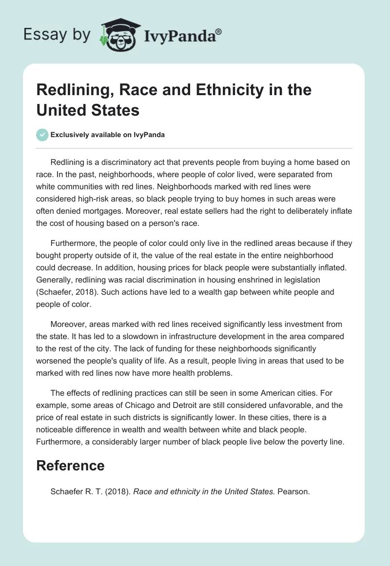 Redlining, Race and Ethnicity in the United States. Page 1