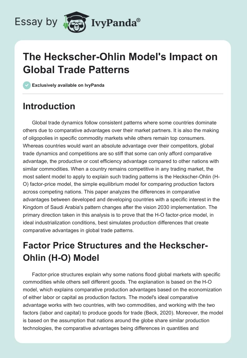 The Heckscher-Ohlin Model's Impact on Global Trade Patterns. Page 1