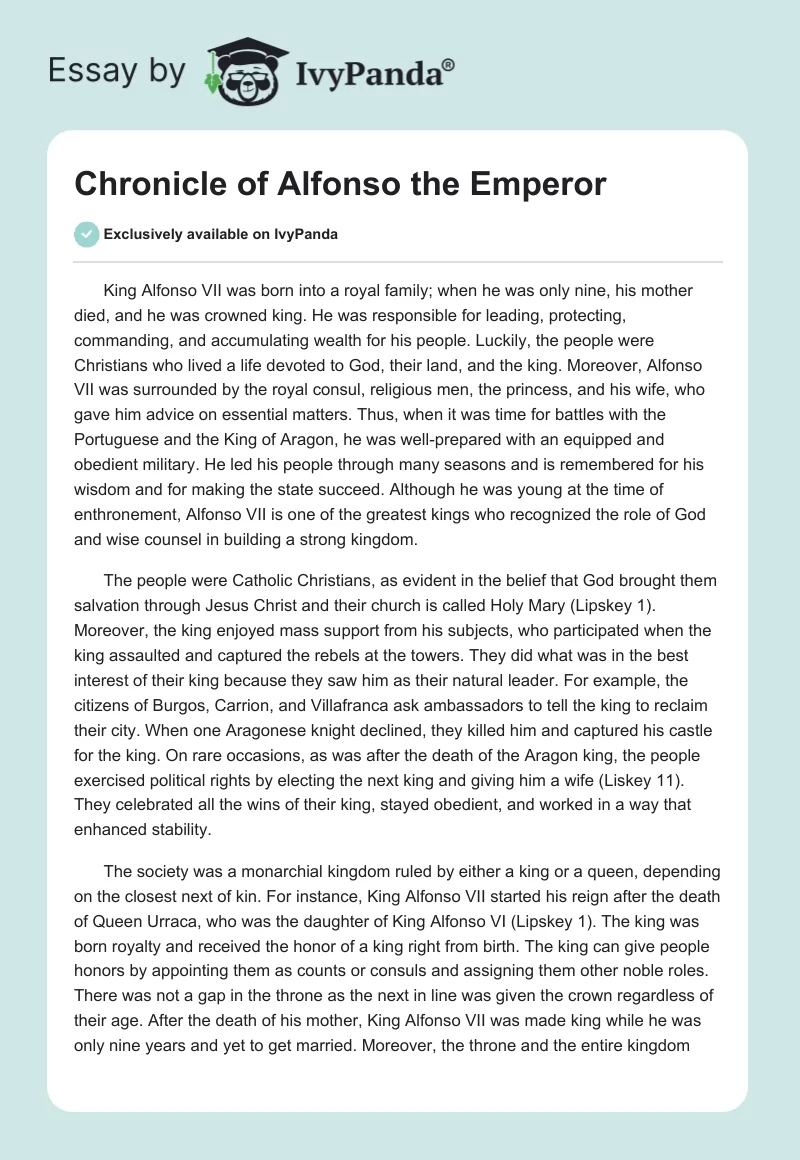 Chronicle of Alfonso the Emperor. Page 1