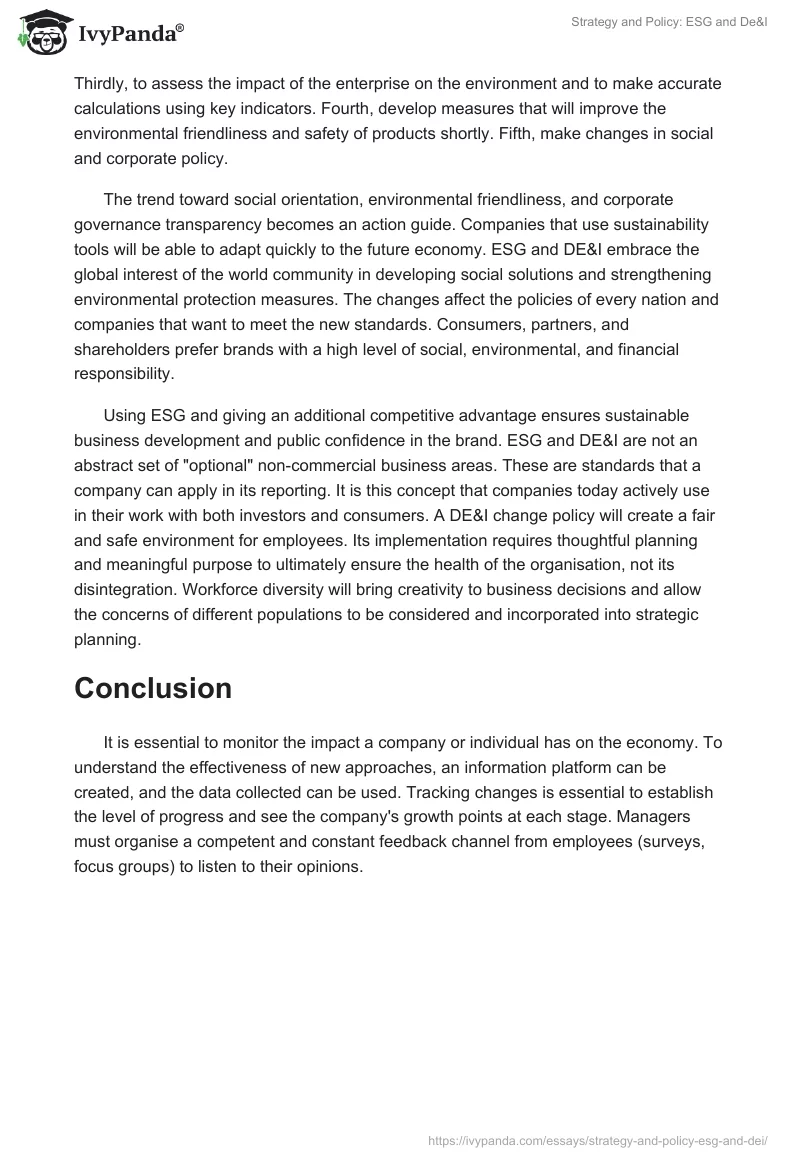 Strategy and Policy: ESG and De&I. Page 2