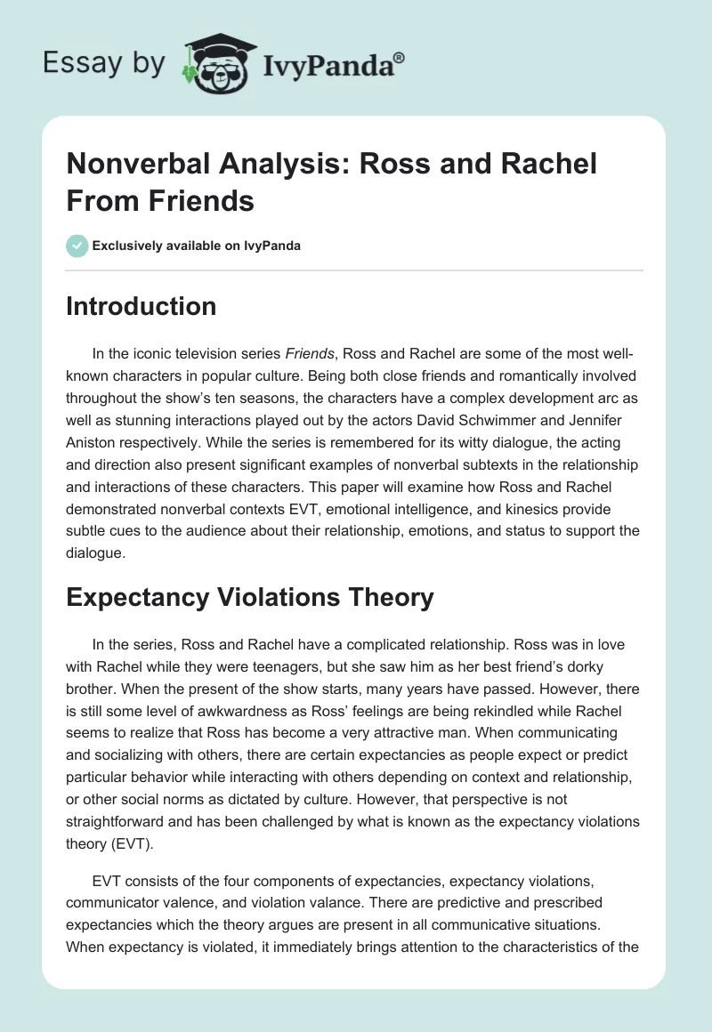 Nonverbal Analysis: Ross and Rachel From "Friends". Page 1