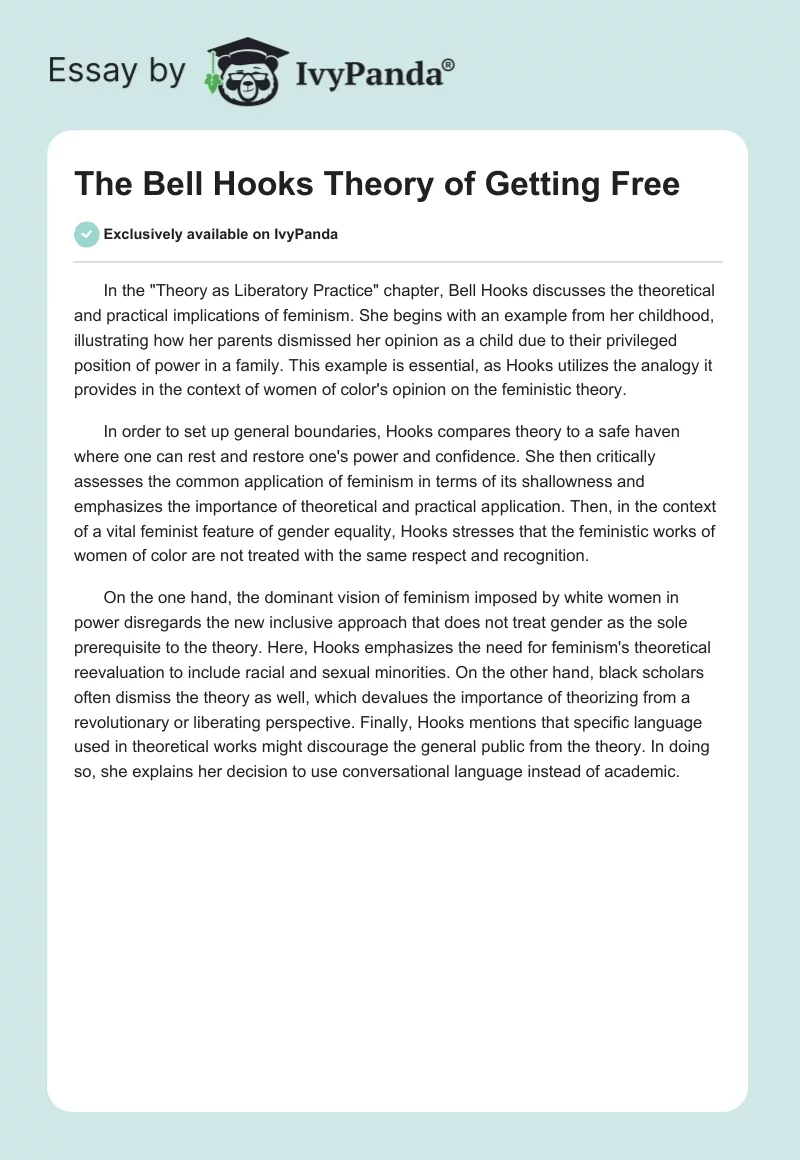 The Bell Hooks Theory of Getting Free. Page 1