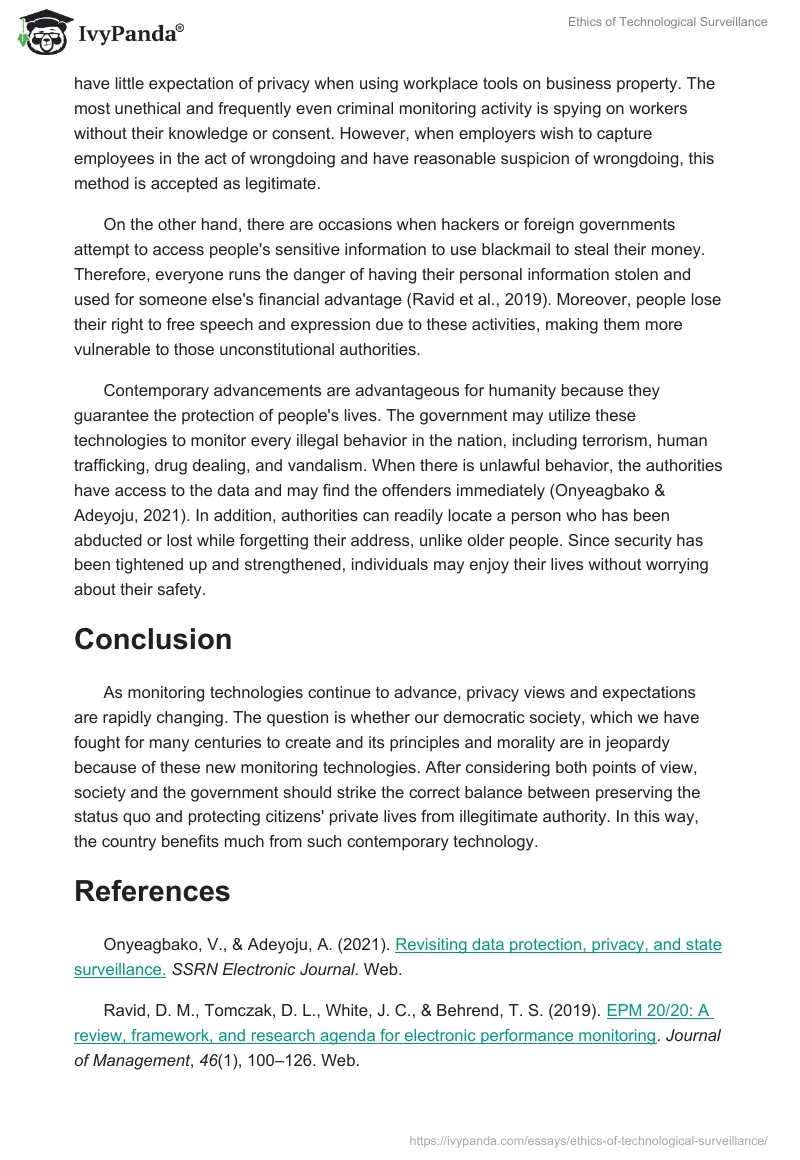 Ethics of Technological Surveillance. Page 2