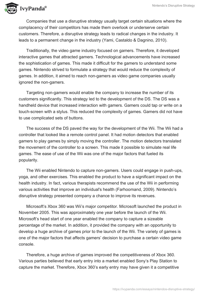 Nintendo’s Disruptive Strategy. Page 2