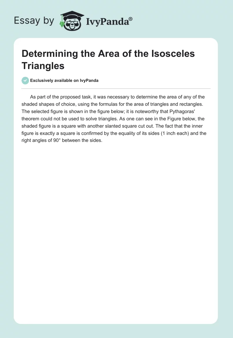 Determining the Area of the Isosceles Triangles. Page 1