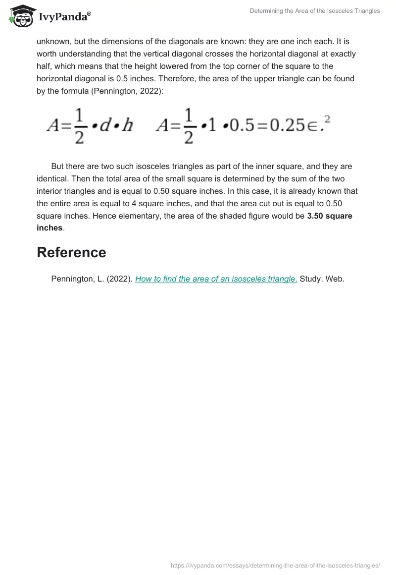 Determining the Area of the Isosceles Triangles. Page 3