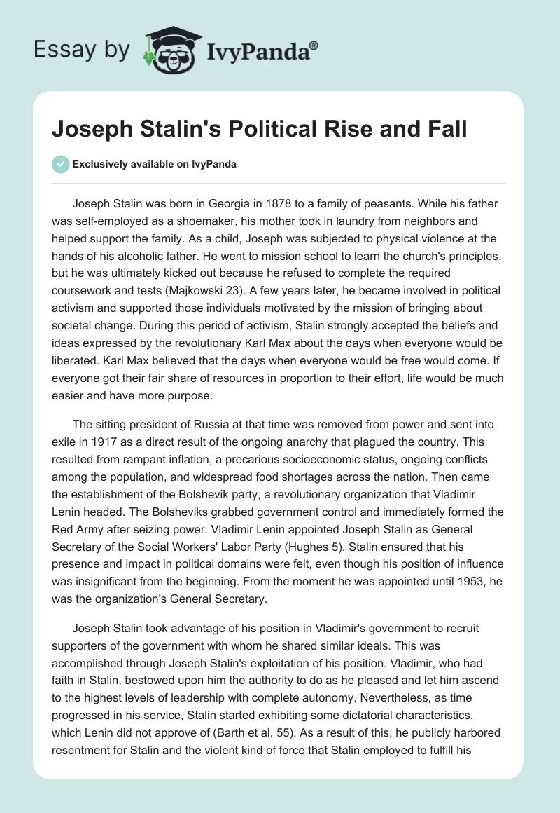Joseph Stalin's Political Rise and Fall. Page 1