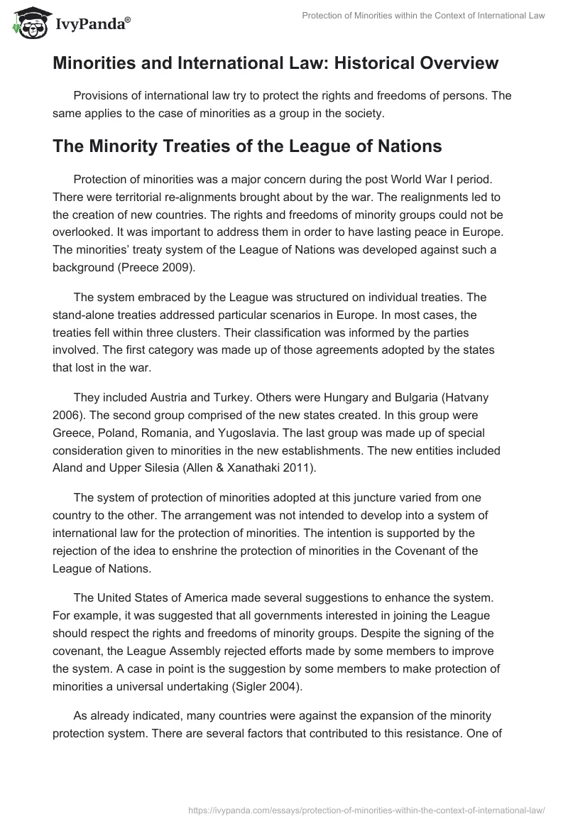 Protection of Minorities within the Context of International Law. Page 2