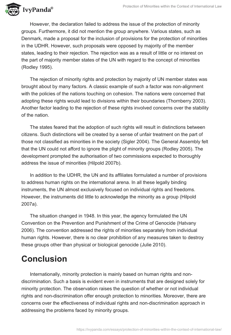 Protection of Minorities within the Context of International Law. Page 5