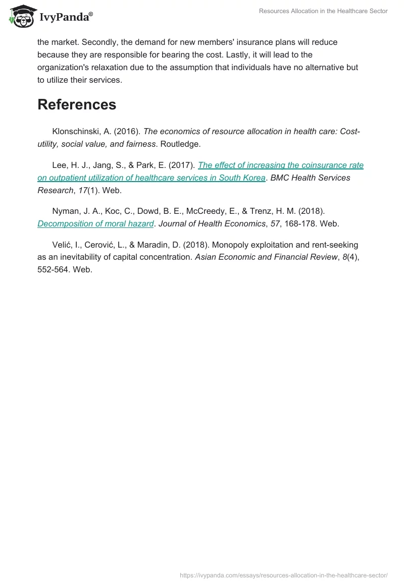 Resources Allocation in the Healthcare Sector. Page 3