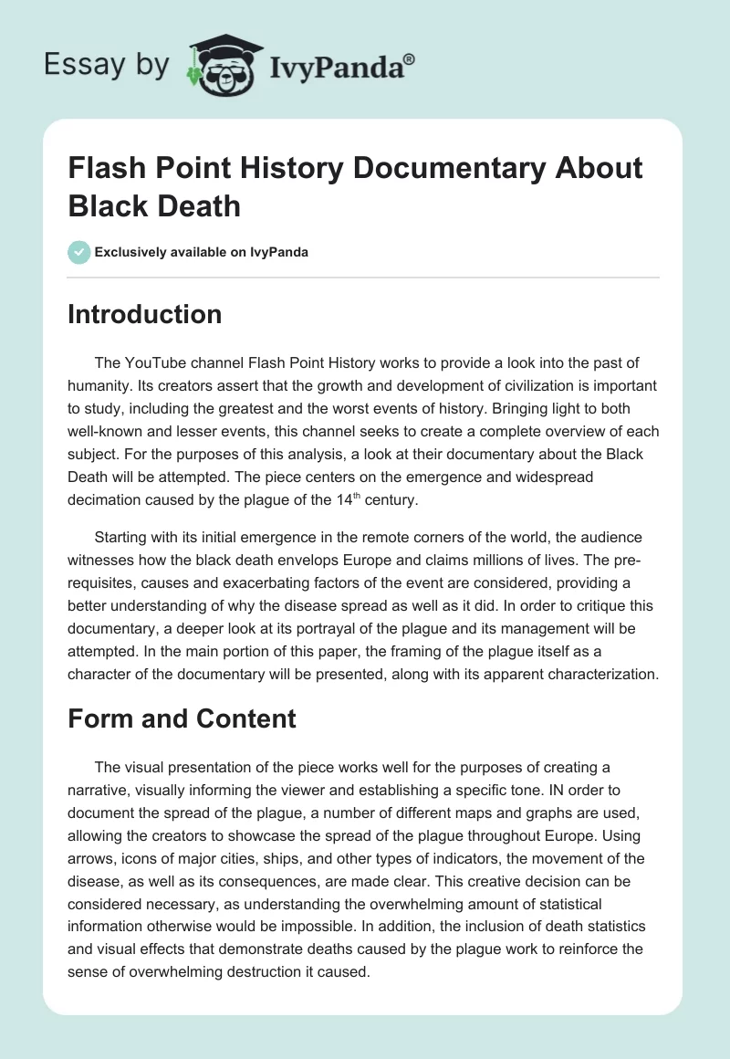 Flash Point History Documentary About the Black Death. Page 1