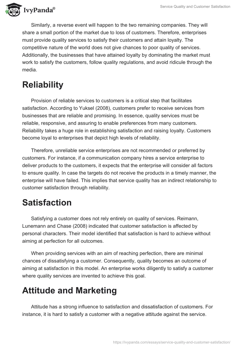Service Quality and Customer Satisfaction. Page 2