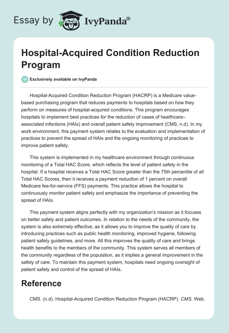 Hospital-Acquired Condition Reduction Program. Page 1