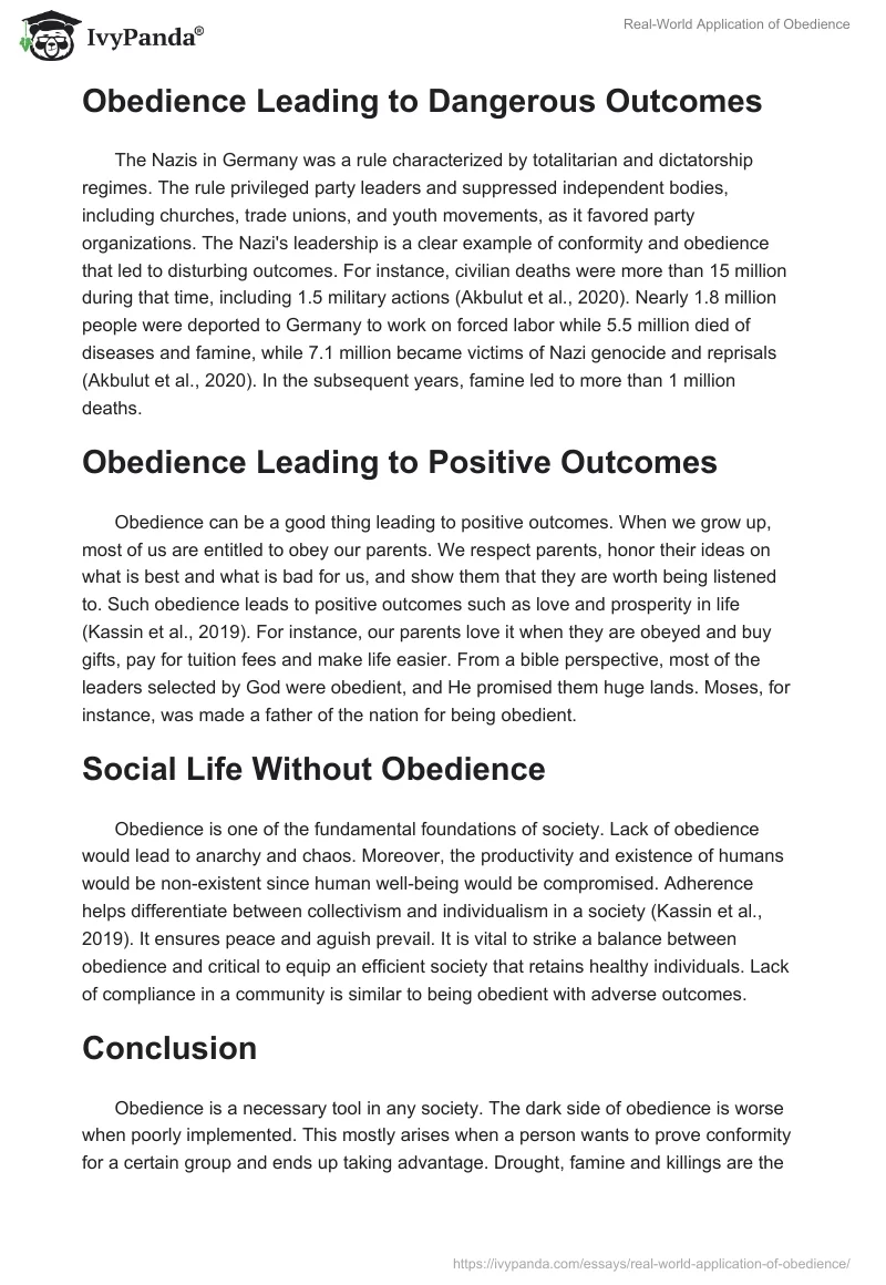 Real-World Application of Obedience. Page 2