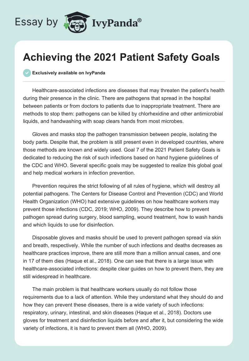 Achieving the 2021 Patient Safety Goals. Page 1