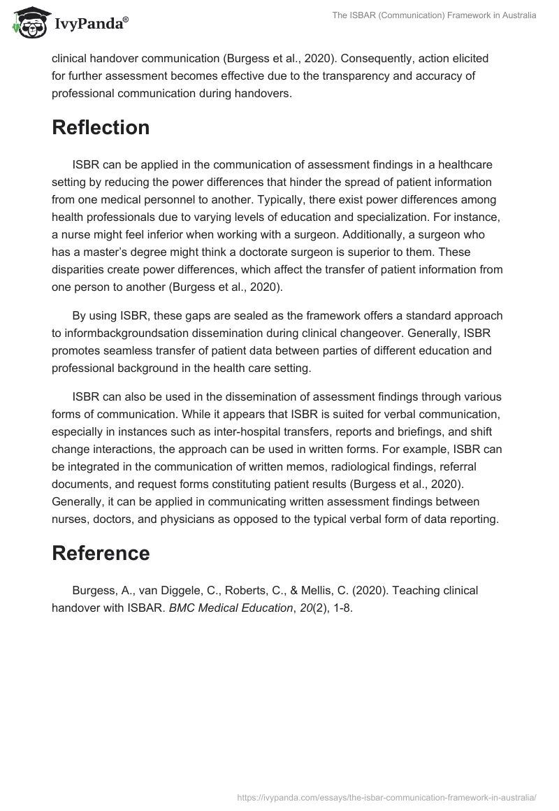 The ISBAR (Communication) Framework in Australia. Page 2