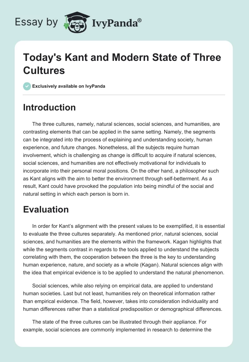 Today's Kant and Modern State of Three Cultures. Page 1