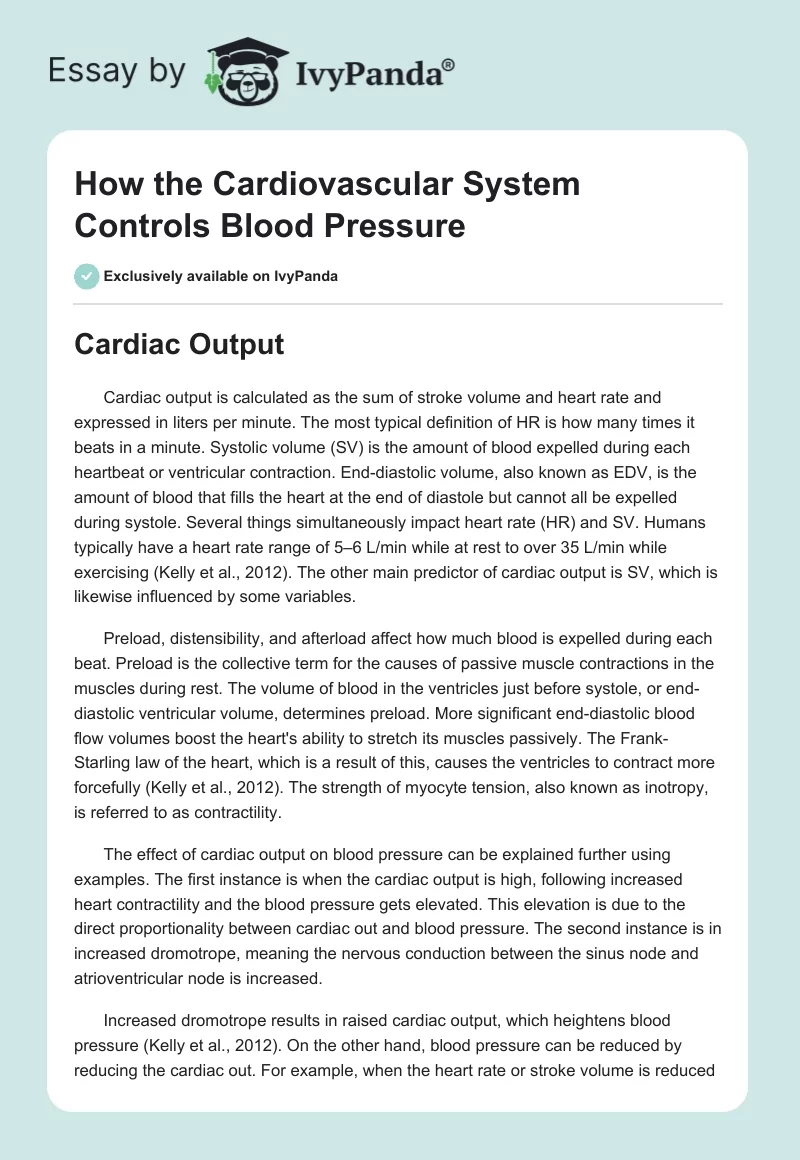 How the Cardiovascular System Controls Blood Pressure. Page 1