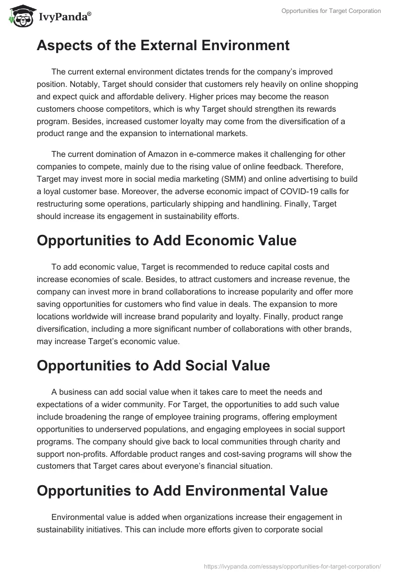 Opportunities for Target Corporation. Page 2